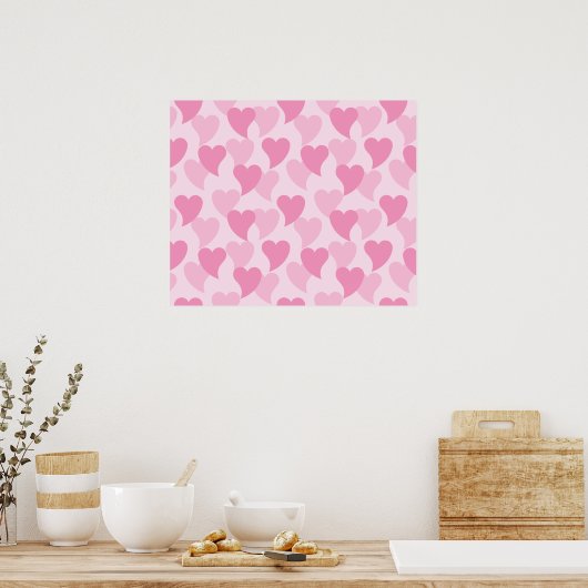 Pink Lovely Hearts Nahtloses Muster Poster (Küche)