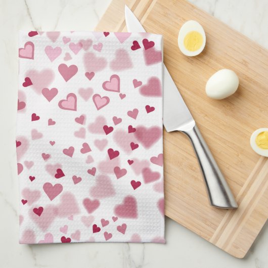 Pink Lovely Hearts Pattern Geschirrtuch (Viertel Falte)