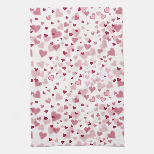 Pink Lovely Hearts Pattern Geschirrtuch (Vertikal)