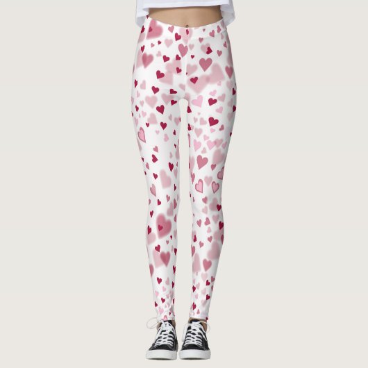 Pink Lovely Hearts Pattern Leggings (Vorderseite)