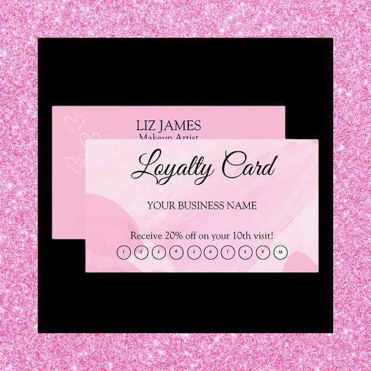 Pink Loyalty Card QR Code Kundenempfehlung Visitenkarte