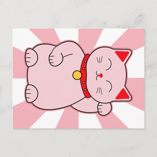 Pink Lucky Cat Postkarte (Vorderseite)