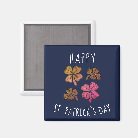 Pink Lucky Kleeblatt Clover Happy St Patrick`s Day Magnet (Vorderseite/Rückseite)