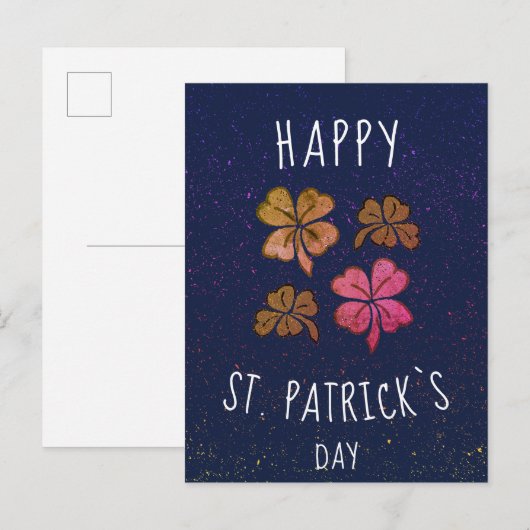 Pink Lucky Kleeblatt Clover Happy St Patrick`s Day Postkarte (Vorne/Hinten)