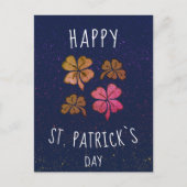 Pink Lucky Kleeblatt Clover Happy St Patrick`s Day Postkarte (Vorderseite)