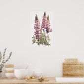 Pink Lupine Blume Art Print Poster (Küche)