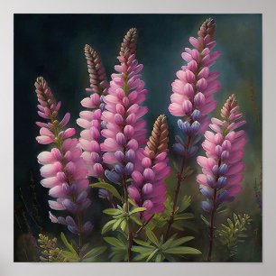 Pink Lupine Blume Art Print Poster