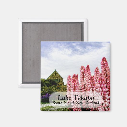 Pink Lupins @ Lake Tekapo New Zealand Magnet (Vorderseite/Rückseite)