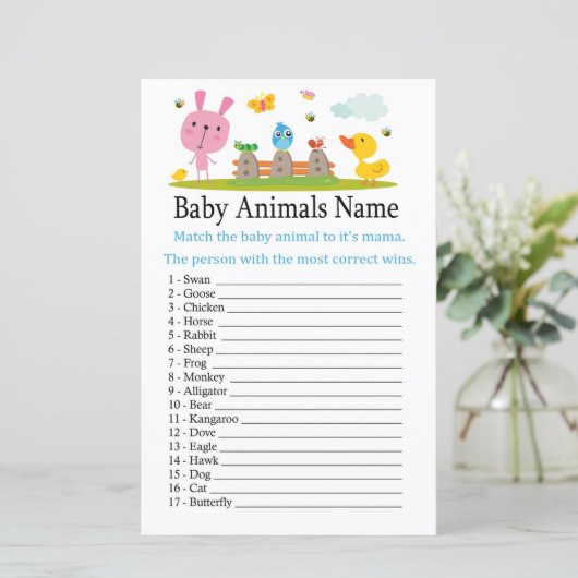 Pink lustiges Kaninchen Baby Tiere Name Spiel (Stehend Vorderseite)