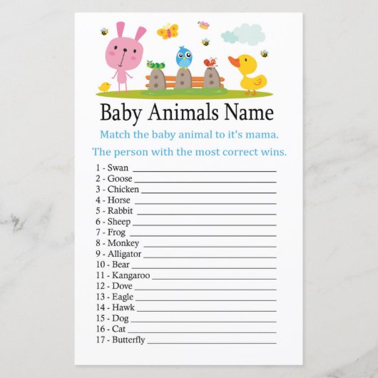 Pink lustiges Kaninchen Baby Tiere Name Spiel (Vorderseite)