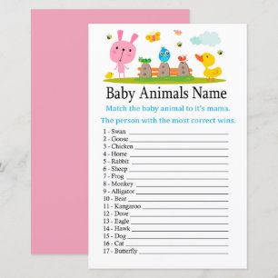 Pink lustiges Kaninchen Baby Tiere Name Spiel