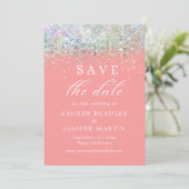 Pink Luxury Glitzer Wedding Save the Date (Stehend Vorderseite)