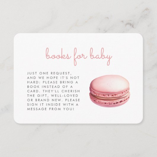 Pink Macaron Baby Shower Books Enclosure Card Begleitkarte (Vorderseite)