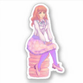 Pink Macaron Girl Aufkleber (Vorderseite)