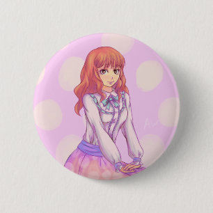 Pink Macaron Girl Button