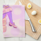 Pink Macaron Girl Geschirrtuch (Viertel Falte)