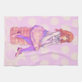Pink Macaron Girl Geschirrtuch (Horizontal)