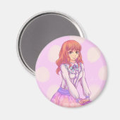 Pink Macaron Girl Magnet (Vorderseite/Rückseite)