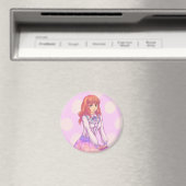 Pink Macaron Girl Magnet (In Situ (Geschirrspüler))