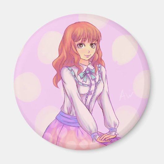 Pink Macaron Girl Magnet (Vorne)