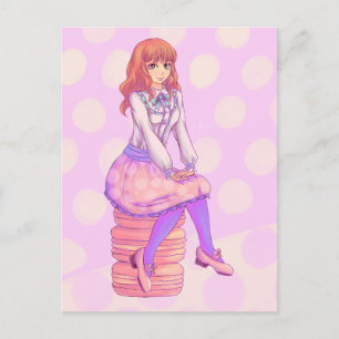 Pink Macaron Girl Postkarte