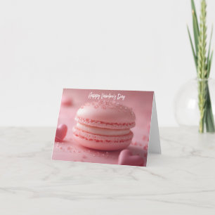 Pink Macaron mit Herzens Valentins Gruß Karte