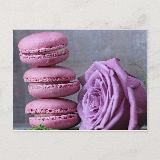 Pink Macarons Lila Rose Französische Konditorei Po Postkarte (Vorderseite)