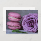 Pink Macarons Lila Rose Französische Konditorei Po Postkarte (Vorne/Hinten)