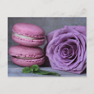 Pink Macarons Lila Rose Französische Konditorei Po Postkarte