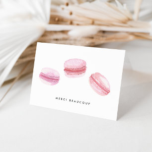 Pink Macarons Merci Beaucoup Dankeskarte