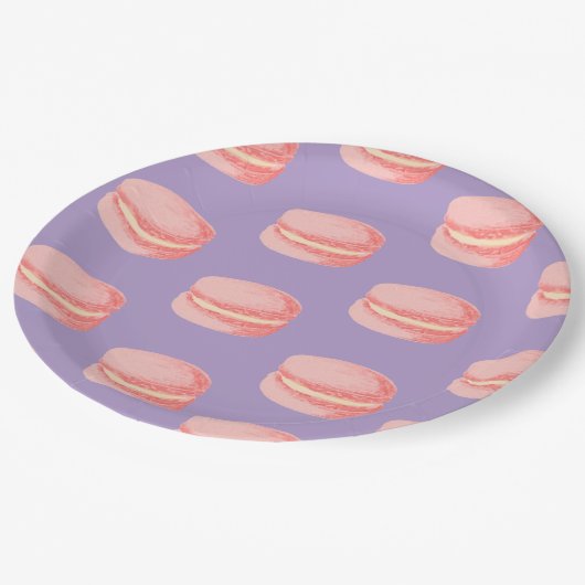 Pink Macaroons Pappteller (Schrägansicht)
