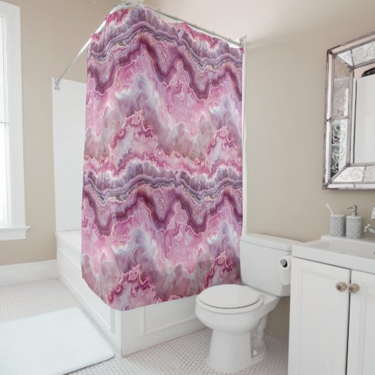 Pink Macro Agate Stone Look Duschvorhang (Beispiel)