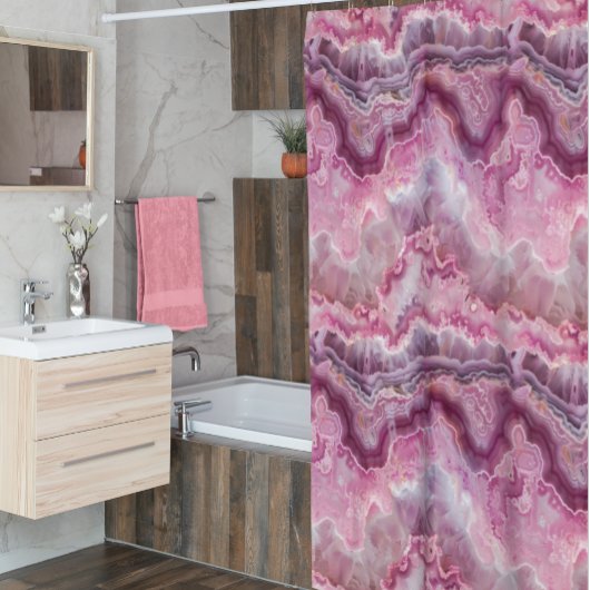 Pink Macro Agate Stone Look Duschvorhang