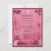 Pink Mad Hatter Sip & See Babydusche Einladung (Rückseite)