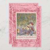 Pink Mad Hatter's Tea Party Brautparty Einladung (Vorne/Hinten)
