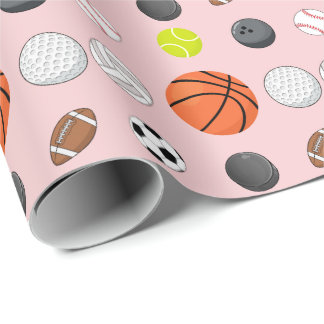 Pink Mädchen Multi-Sport-Geburtstag Geschenkpapier