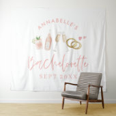 Pink mädchengängige Champagner Bachelorette Wochen Wandteppich (Beispiel (Horizontal))
