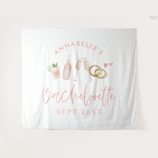 Pink mädchengängige Champagner Bachelorette Wochen Wandteppich (Vorderseite (Horizontal))