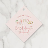 Pink mädchengängige Champagner-Script-Bachelorette Geschenkanhänger (Vorderseite)