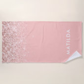 Pink, mädchenhaft, moderner Glitzer feminin Strandtuch (Vorderseite)