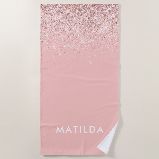 Pink, mädchenhaft, moderner Glitzer feminin Strandtuch (Vorderseite)