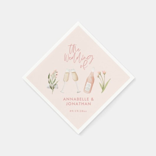 Pink mädchenhaft zarte moderne Wildblume Serviette (Ecke)