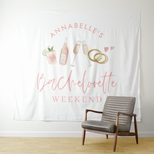 Pink mädchenhafte Bachelorette-Wochenende Wandteppich (Beispiel (Horizontal))