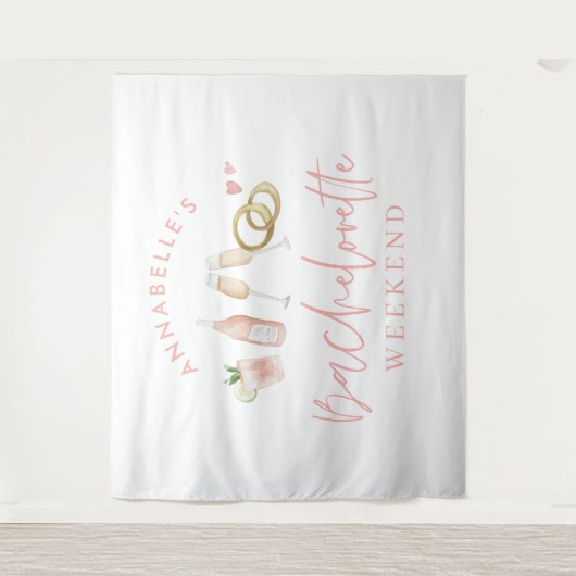 Pink mädchenhafte Bachelorette-Wochenende Wandteppich (Vorderseite)