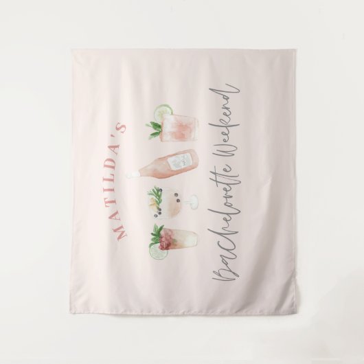 Pink mädchenhafte Drinks Bachelorette Wochenende Wandteppich (Vorderseite)