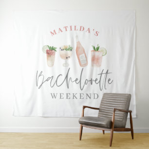 Pink mädchenhafte Drinks Bachelorette Wochenende Wandteppich