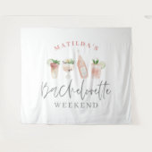 Pink mädchenhafte Drinks Bachelorette Wochenende Wandteppich (Vorderseite (Horizontal))