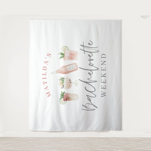 Pink mädchenhafte Drinks Bachelorette Wochenende Wandteppich (Vorderseite)