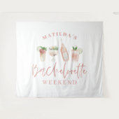 Pink mädchenhafte Drinks Bachelorette Wochenende Wandteppich (Vorderseite (Horizontal))