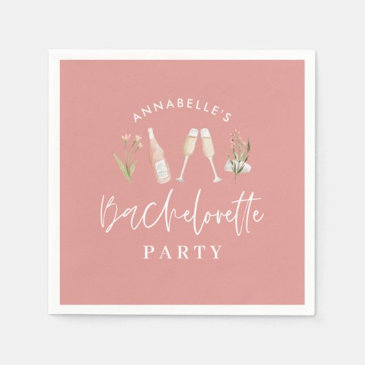 Pink mädchenhafte Drinks Junggeselinnen-Abschied Serviette (Vorderseite)